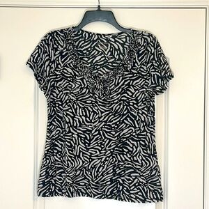 Merona Black & White Sheer Top Size XL